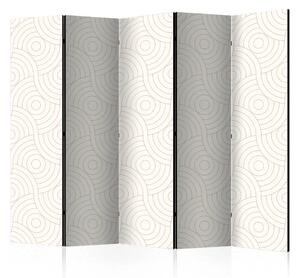 Paravento Rotelle II - disegno geometrico in marrone su sfondo beige