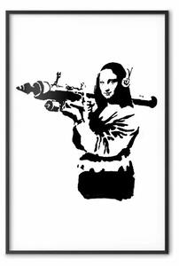 Poster: Banksy Mona Lisa con lanciarazzi - donna nera con lanciarazzi