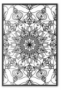 Poster: Zen in nero - mandala nera su sfondo bianco stile orientale