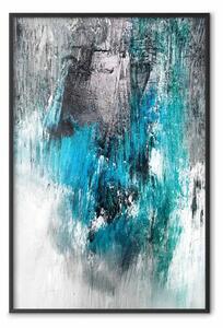 Poster: Mattina di febbraio - texture grigia e blu in stile astratto
