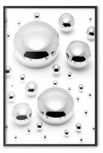 Poster: Congelato nell'incanto - gocce metalliche su sfondo bianco