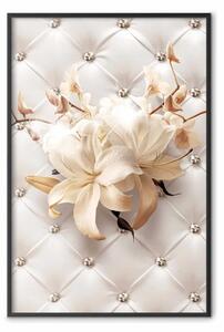 Poster: Gigli di diamante - fiore di giglio su sfondo bianco con cristalli