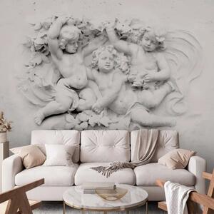 Carta da parati Motivo religioso - Sculture di angioletti su sfondo bianco