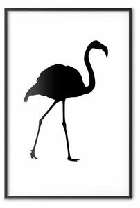 Poster: Fenicottero nero - figura di un uccello nero su bianco