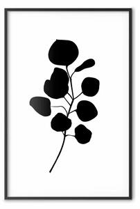 Poster: Ramo nobile - motivo vegetale nero su sfondo bianco contrastante