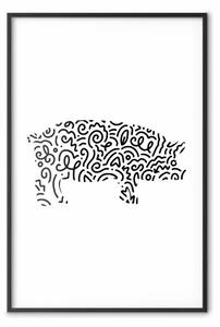 Poster: Maialino in bianco e nero - motivi astratti formano maialino