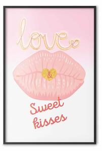Poster: Dolci baci - scritte e labbra rosa su pastello