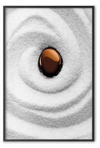 Poster: Karesansui - sabbia con una pietra marrone orientale in stile zen