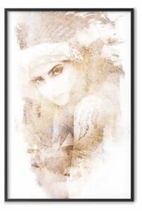 Poster: Sguardo etnico (beige) - ritratto di una donna di origine etnica