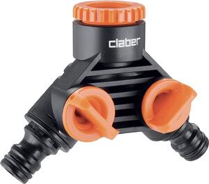 Claber Presa Rubinetto 3/4" 2 Vie per Raccordo Tubo da Giardino Irrigazione con riduttore 3/4"- 1/2" - 8599