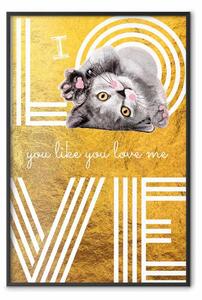 Poster: Ti amo come mi ami - scritte in inglese su sfondo giallo