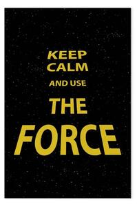 Quadro su tela Scritta oro in inglese Keep calm and use the force