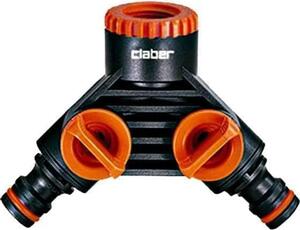 Claber Presa Rubinetto 3/4" 2 Vie per Raccordo Tubo da Giardino Irrigazione con riduttore 3/4"- 1/2" - 8599