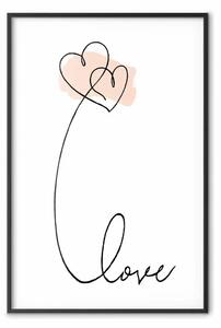 Poster: Connessi tra le nuvole - scritte con cuoricini su bianco