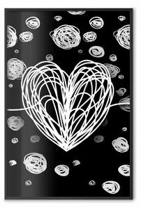 Poster: Centro galassia - cuore astratto su nero con palle bianche