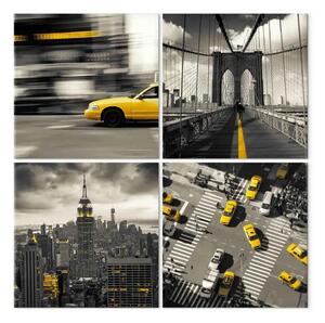 Quadro contemporaneo Giallo New York (4 pezzi)