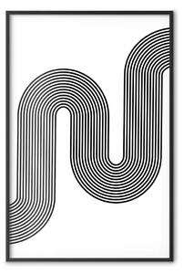 Poster: Sonata - linee astratte nere che creano onde su bianco