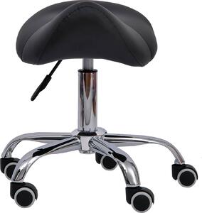 DecHome Sgabello con Ruote in Ecopelle colore Nero