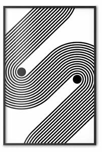 Poster: Simfonia monocromatica - linee astratte nere che creano onde