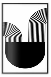 Poster: Opera - figura astratta nera con molte linee su sfondo bianco