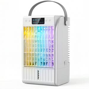 HOMCOM Ventilatore da Scrivania con Luce RGB Nebulizzatore e Umidificatore con 4 Velocità Serbatoio d'Acqua da 1,5L Bianco | Aosom Italy