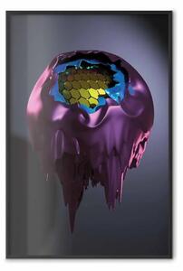 Poster: Strati di astratto - astratto viola-blu con interno dorato