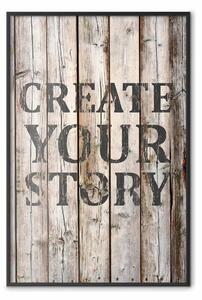 Poster: Retro: Crea la Tua Storia - scritta inglese su assi legno