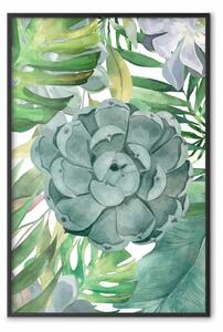 Poster: Flora tropicale - fiore tra piante tropicali su sfondo bianco