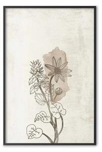 Poster: Profilo natura - fiore con foglie su beige retro