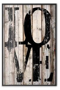 Poster: Retro: Love - scritta retrò in inglese su sfondo di assi di legno