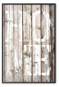 Poster: Retro: Home - scritta bianca in inglese su sfondo di assi di legno