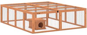 PawHut Recinto per conigli in legno con 2 porte Casetta rifugio per 2-4 conigli nani 180,4 x 150 x 48 cm Arancione | Aosom Italy