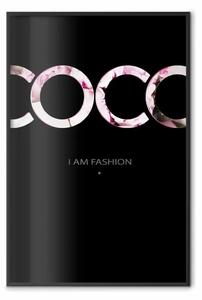 Poster: I Am Fashion - scritte rosa in inglese su sfondo nero a contrasto