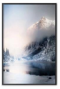 Poster: Meraviglia natura - paesaggio invernale lago su sfondo montuoso