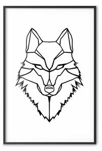 Poster: Guardiano - lupo nero creato con figure geometriche su sfondo bianco