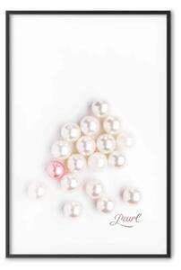 Poster: Perla - perle bianche e rosse con scritte in inglese su sfondo chiaro