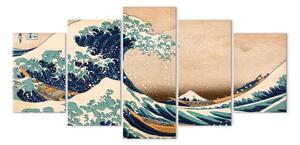 Quadro contemporaneo La grande onda di Kanagawa (5 pezzi) largo