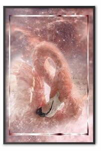 Poster: Flamingo cosmico - uccello su sfondo spaziale con stelle rosa
