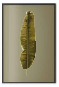 Poster: Foglia esotica - foglia verde di banano su sfondo uniforme