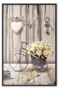 Poster: Mazzo segreto - bicicletta decorativa con fiori gialli in stile retro