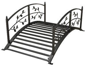 Outsunny Ponte da giardino Ponte per stagno Decorazione per giardino dim. 119L x 67B x 47H cm con ringhiera motivo di tralci di vite Nero | Aosom Italy