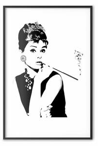 Poster: Audrey - ritratto in bianco e nero di donna che fuma