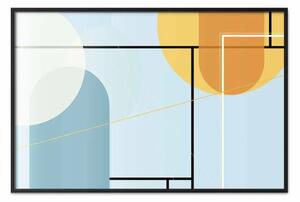 Poster: Oceano ordinato - figure astratte e colorate su sfondo blu