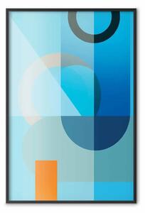 Poster: Specchio d'acqua blu - figure geometriche astratte di colore blu