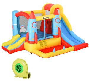 Outsunny Castello Gonfiabile con 2 Scivoli Trampolino e Piscina per Bambini +3 Anni con Pompa e Sacca da Trasporto per Interno Esterno 330x265x185 cm Multicolore | Aosom Italy