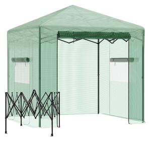 Outsunny Serra Tunnel per Pomodori con Porta e Finestra Avvolgibile PE Acciaio Verde scuro 238 x 178 x 240 cm | Aosom Italy