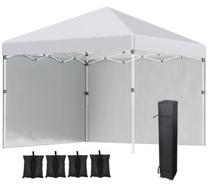 Outsunny Gazebo pieghevole, 2 pareti laterali, regolabile in altezza, con borsa per il trasporto, struttura in acciaio inossidabile, 3x3 m, Bianco | Aosom Italy