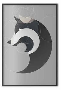 Poster: Lupo nei cerchi - animale astratto fatto di figure geometriche grigie