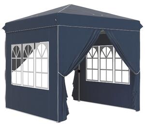 Outsunny Gazebo pop-up 2,5 x 2,5 m con pareti laterali e borsa, tenda da giardino regolabile in altezza UPF50+, Blu scuro | Aosom Italy