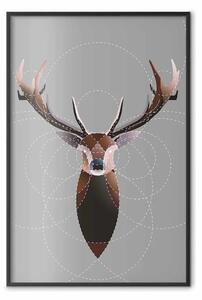 Poster: Cervo nei cerchi - cervo marrone astratto fatto di figure geometriche